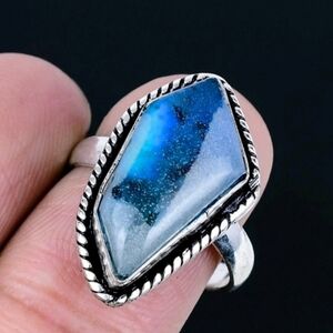 Blue Labradorite Gemstone 925 Sterling Silver Handmade Ring
